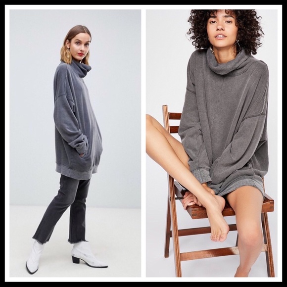 FREE PEOPLE COZY OVERSIZED PULLOVER POCKETS TUNIC - Picture 6 of 8